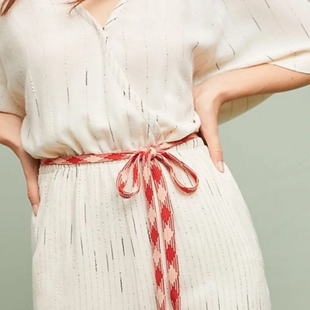 (70% OFF) NWT Feather Bone Anthropologie Textured Sash Tie Jumpsuit S MSRP: $250 - Picture 2 of 10